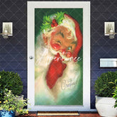 Aperturee - Aperturee Shhh Retro Enchanting Santa Christmas Door Cover